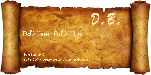 Döme Béla névjegykártya
